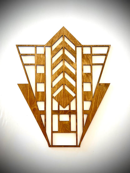 Boho Modern Frank Lloyd Wright-Inspired Art Deco Marquees 3-Panel Wood Wall Art