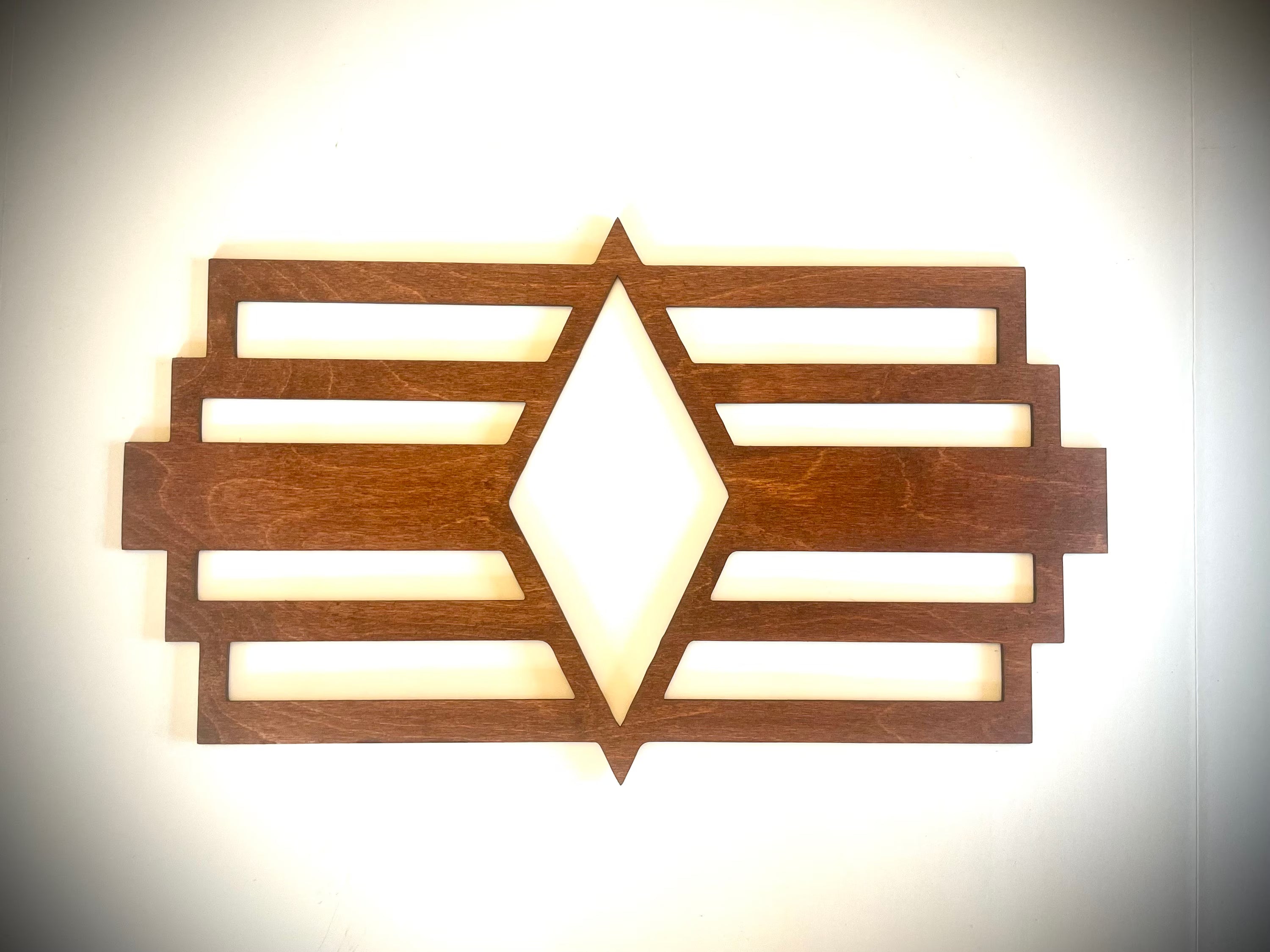 Boho Modern Frank Lloyd Wright-Inspired Art Deco Marquees 3-Panel Wood Wall Art, Set B