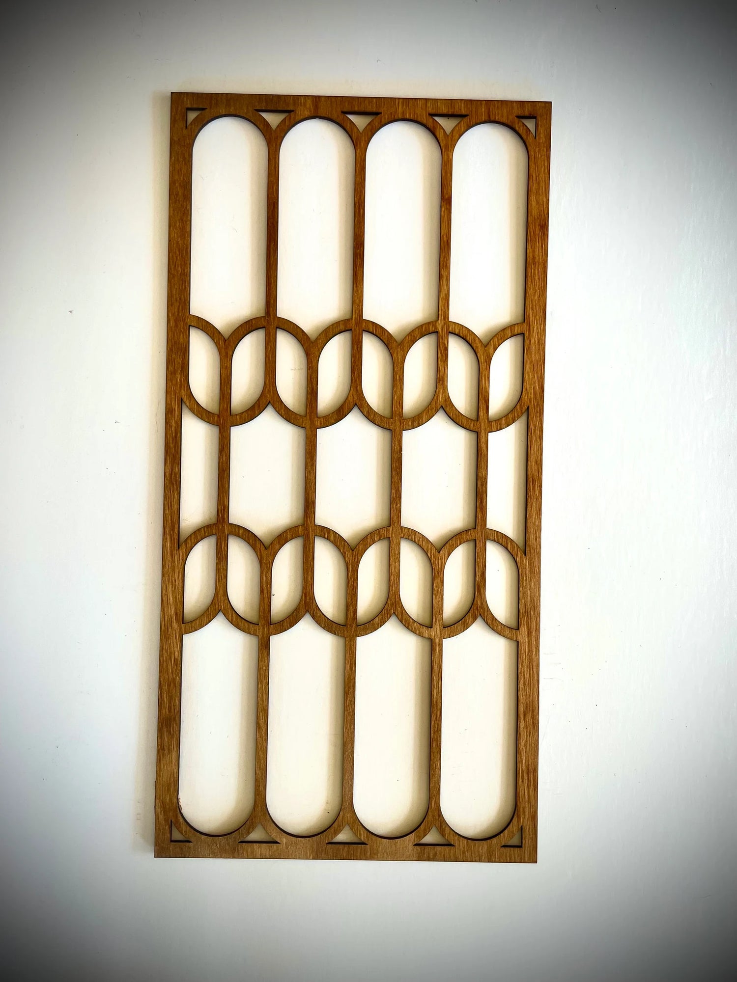 Boho Modern Frank Lloyd Wright-Inspired Art Deco Ovals 4-Panel Wood Wall Art, Set R