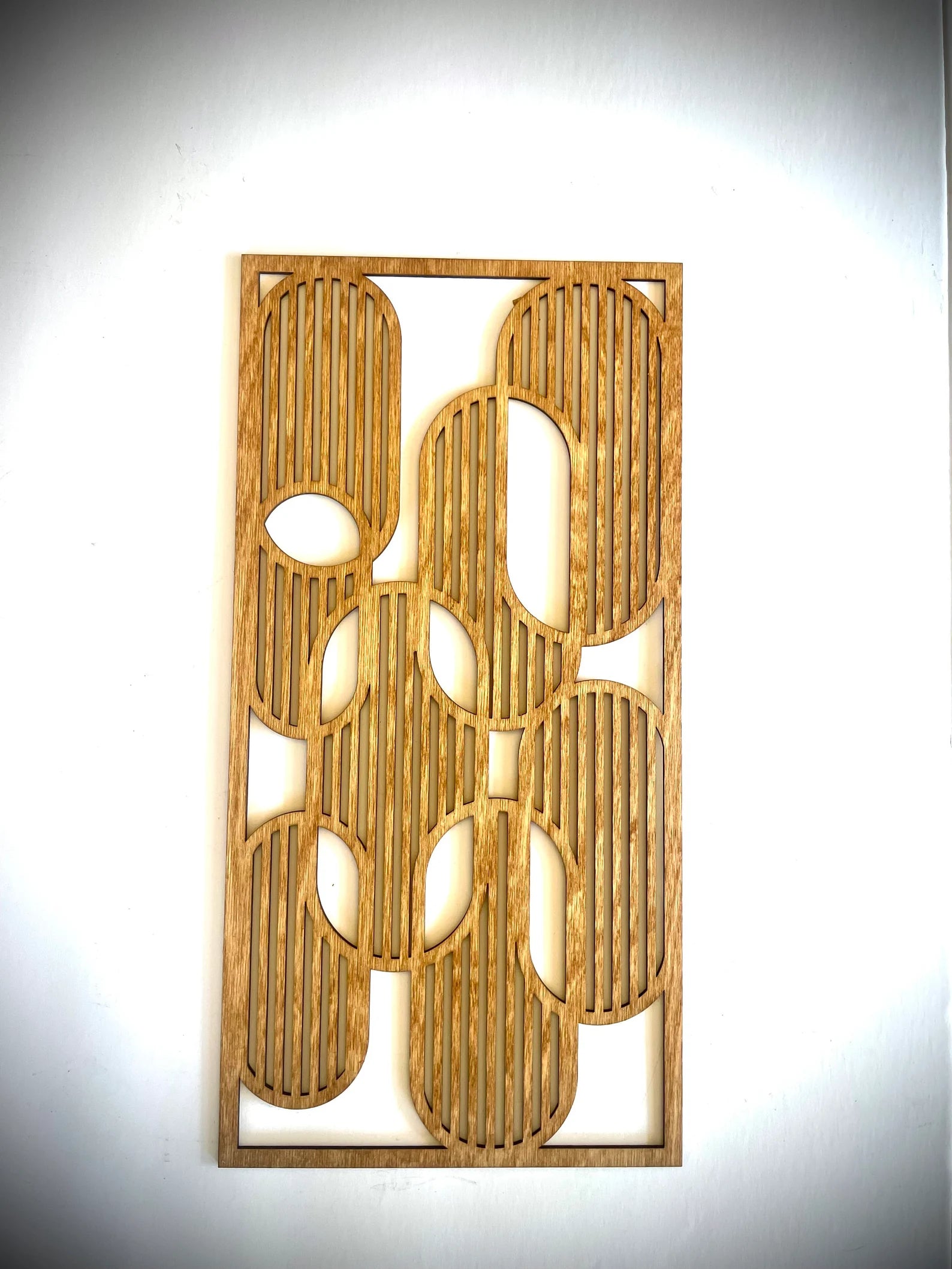 Boho Modern Frank Lloyd Wright-Inspired Art Deco Ovals 4-Panel Wood Wall Art, Set R