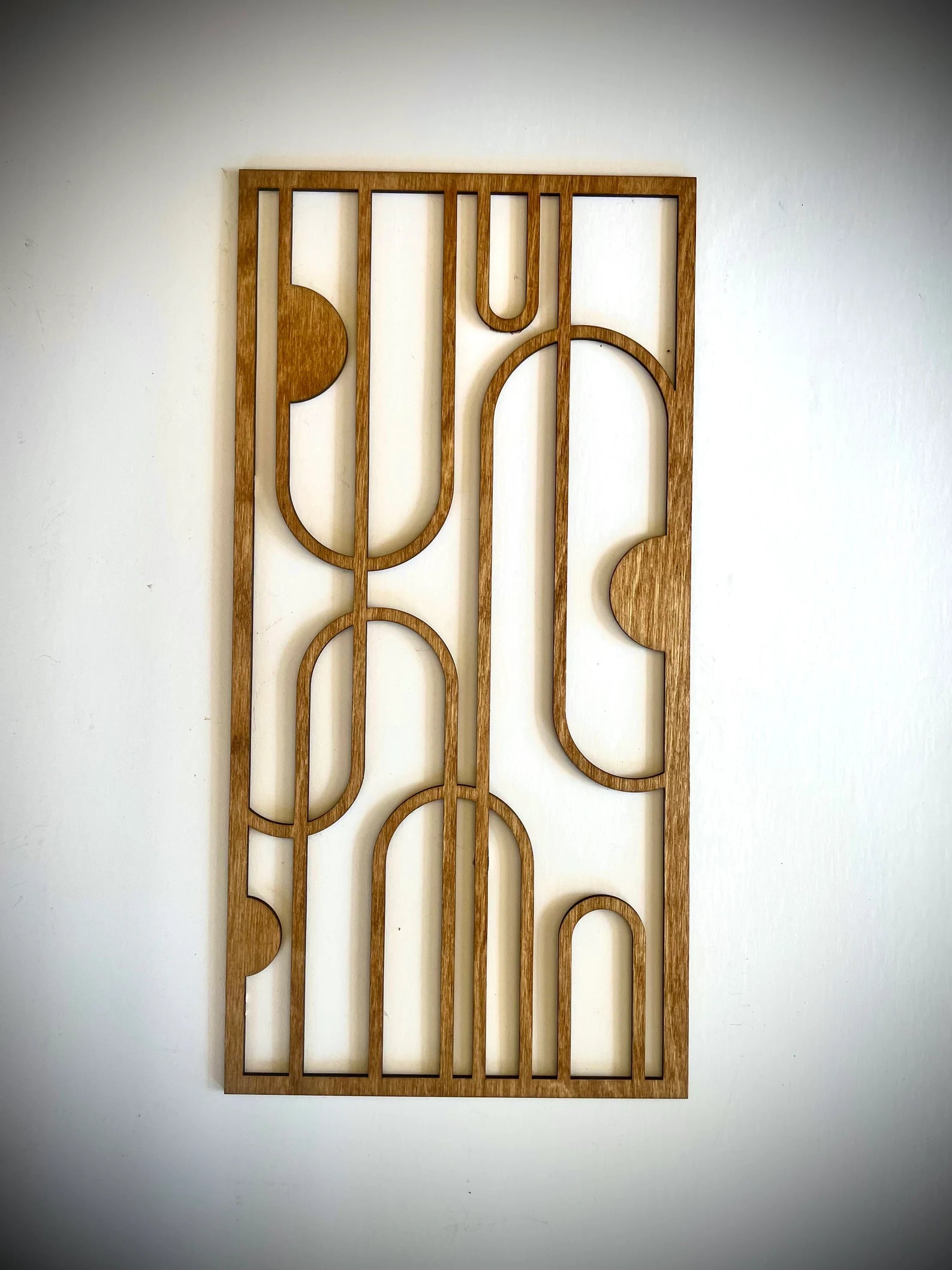 Boho Modern Frank Lloyd Wright-Inspired Art Deco Ovals 4-Panel Wood Wall Art, Set R