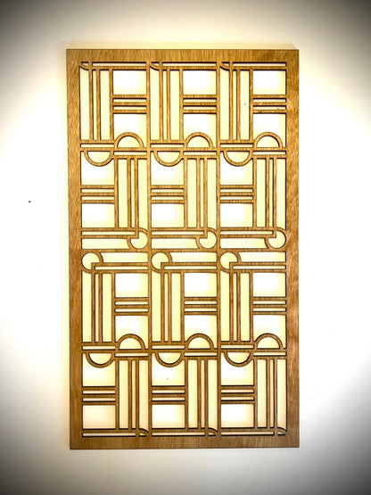 Boho Modern Frank Lloyd Wright-Inspired Art Deco Semi Circles 3-Panel Wood Wall Art, Set Q