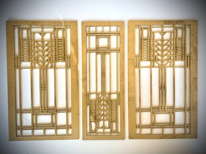Boho Modern Frank Lloyd Wright-Inspired Art Deco Tree of Life 3-Panel Wood Wall Art