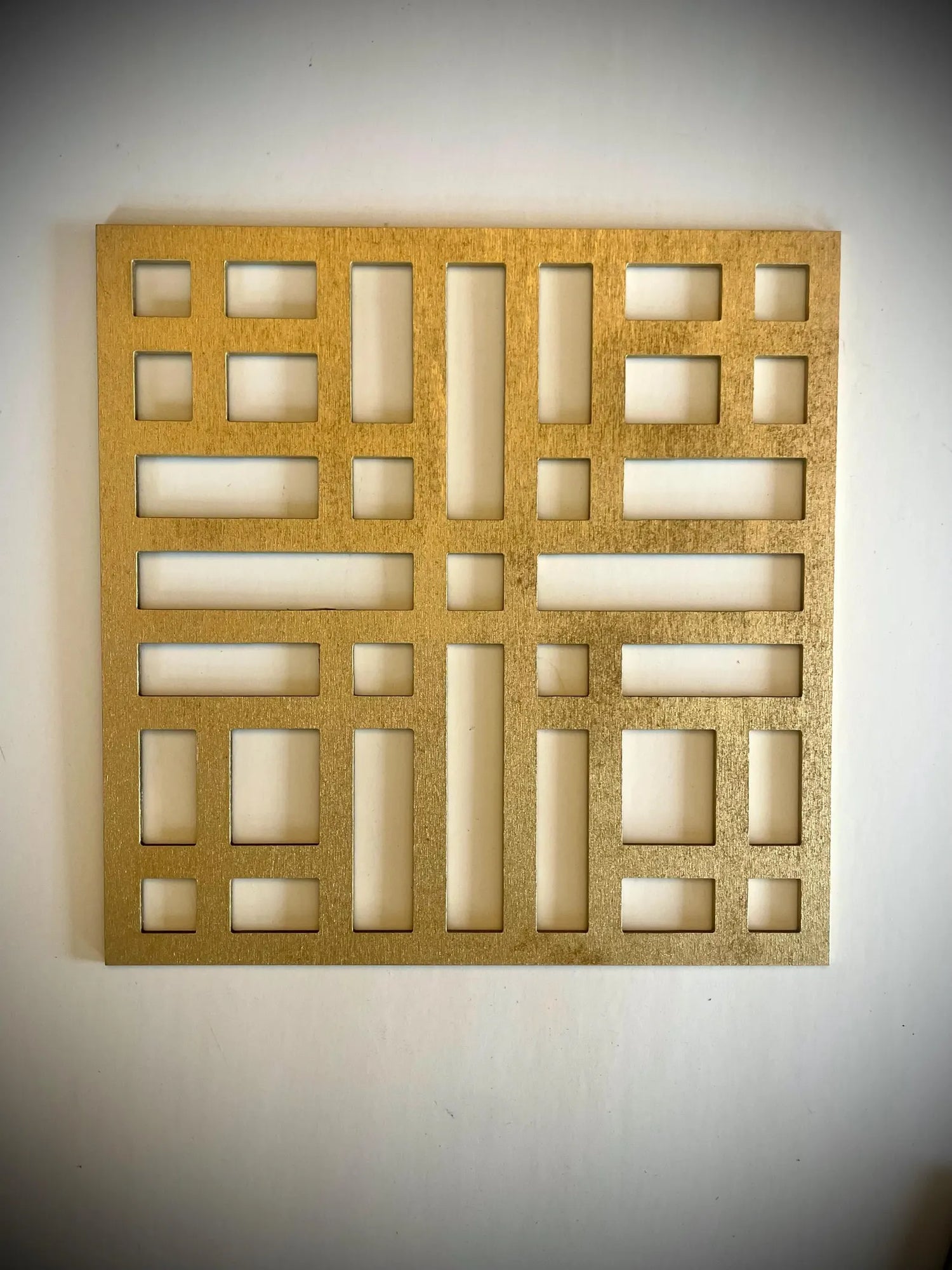 Boho Modern Frank Lloyd Wright-Inspired Chinese Symbols Squares 4-Panel Wood Wall Art