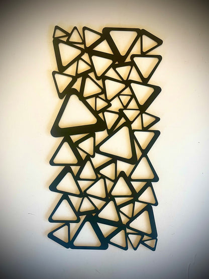 Boho Modern Geometric Shapes Triangles Squares Circles 3-Panel Wood Wall Art