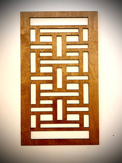 Boho Modern Geometry Frank Lloyd Wright-Inspired 3-Panel Wood Wall Art