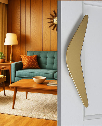 Mid Century Modern 2 Piece Boomerang Style Door Pull Set for Interior Sliding Doors - sold as set