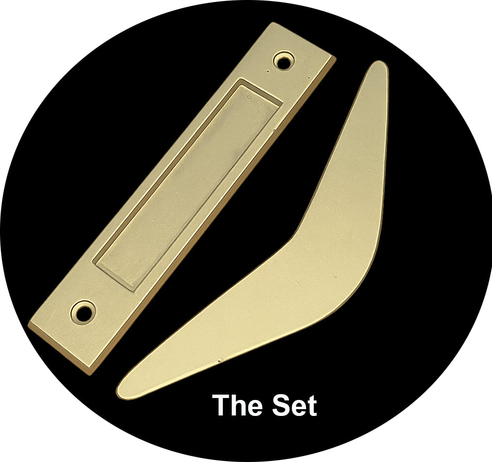 Mid Century Modern 2 Piece Boomerang Style Door Pull Set for Interior Sliding Doors - Sold as Set - Mid Century Modern Gal