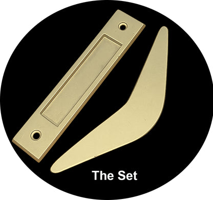 Mid Century Modern 2 Piece Boomerang Style Door Pull Set for Interior Sliding Doors - Sold as Set - Mid Century Modern Gal