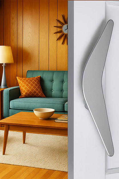 Mid Century Modern 2 Piece Boomerang Style Door Pull Set for Interior Sliding Doors - sold as set