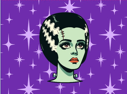 Bride of Frankenstein Retro Mid Mod Horror Buff Purple Halloween Slim Floor Lamp