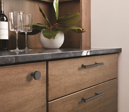 Cabinet Knobs - Radius Series - 1-1/4" Inch - Stainless Steel - Matte Black Finish - Sold Individually