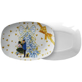 Chinoiserie Christmas Platter,Blue And White Chinoiserie Grandmillenial Coquette Tree, Vintage Couple MCM Christmas - Mid Century Modern Gal