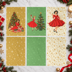 Mid Century Modern Christmas Glamour Gal Hand Towels 6 pcs