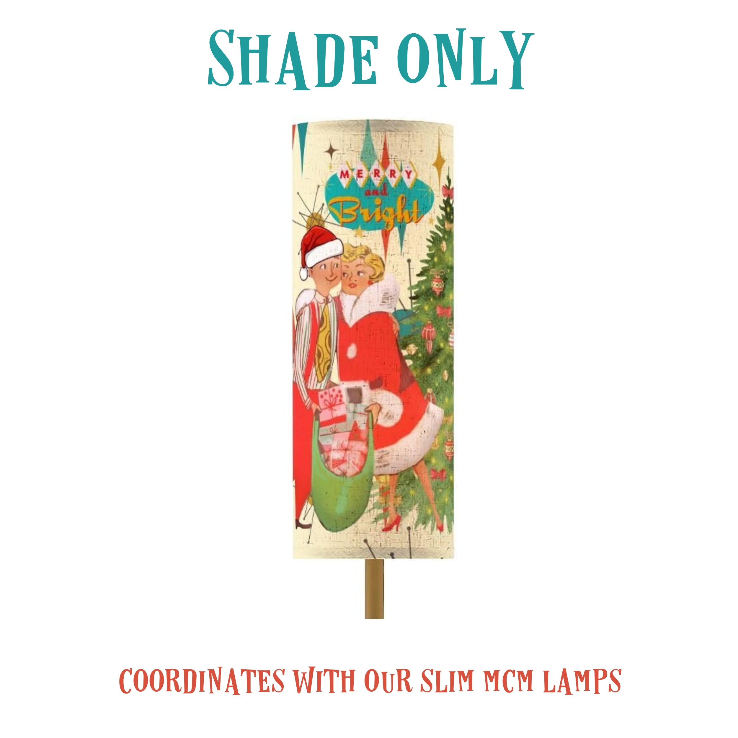 Vintage Kitsch 50s Christmas Shade ONLY For Slim Floor Lamps