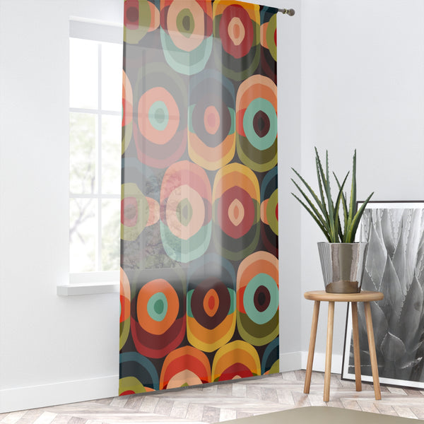 70'S Retro, Groovy Vibe, Brown, Orange, Yellow, Green, Brown, Aqua, Teal, Hippie Style Custom Curtains