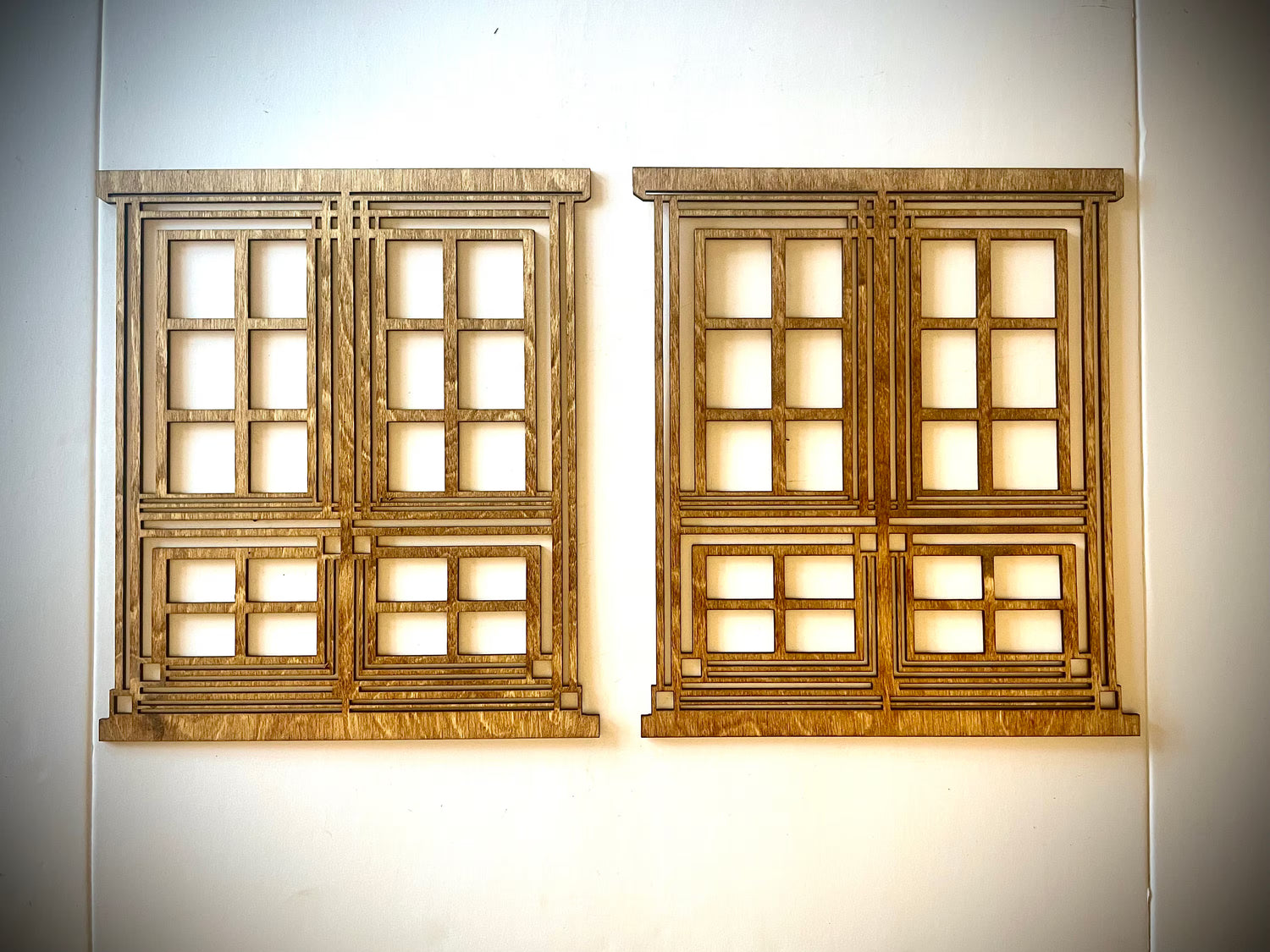 Craftsman Art Deco Windows Frank Lloyd Wright-Inspired 2-Panel Wood Wall Art