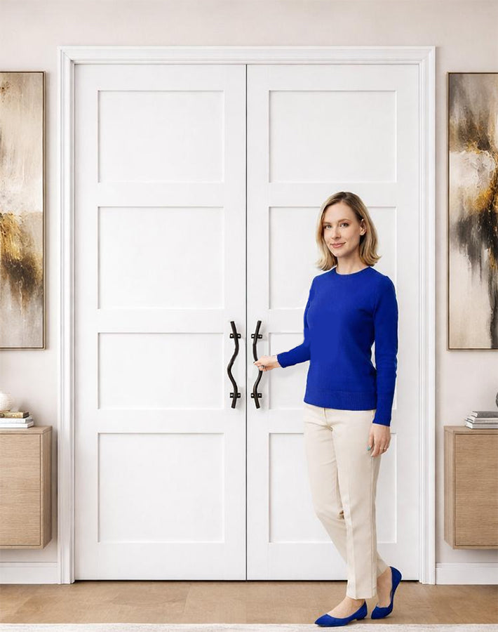 12" Contemporary Curved Door Pulls | Solid Steel | Pair - Mid Century Modern Gal