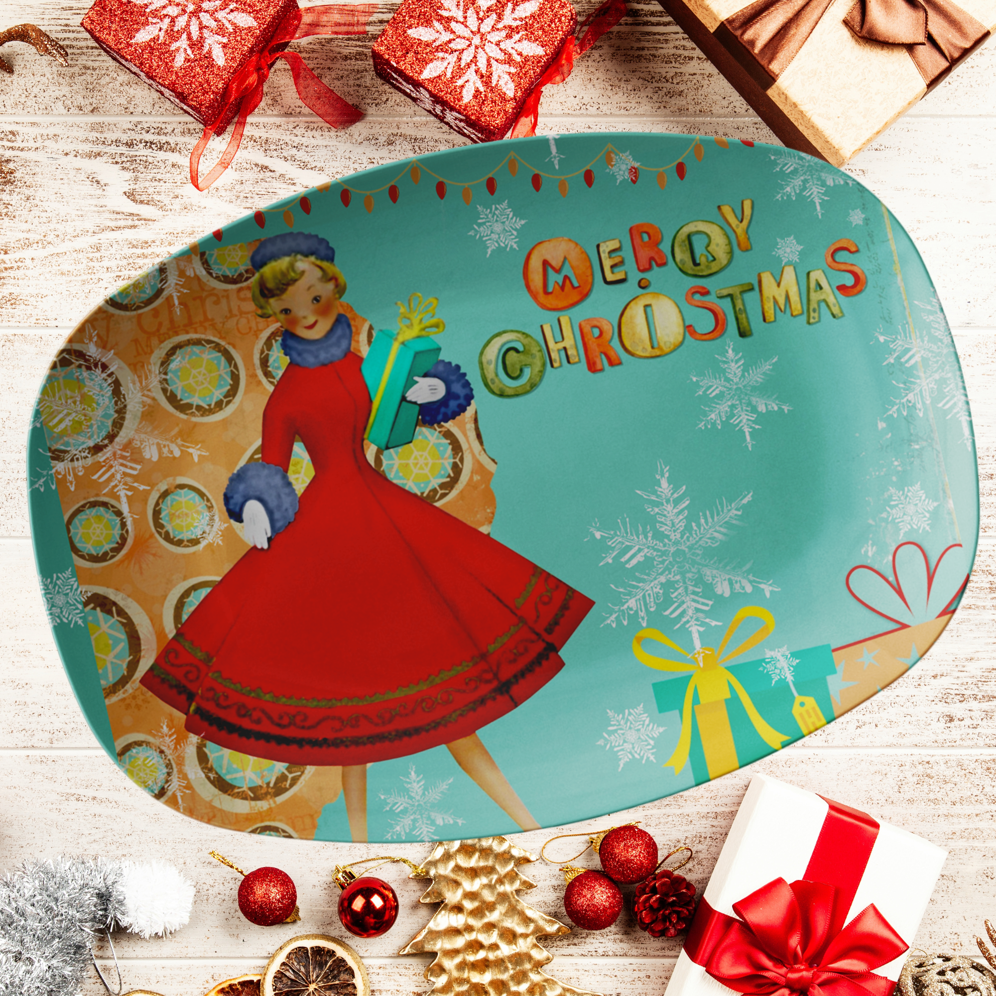 Mid Century Modern 50s Vintage Inspired Christmas Party Platter