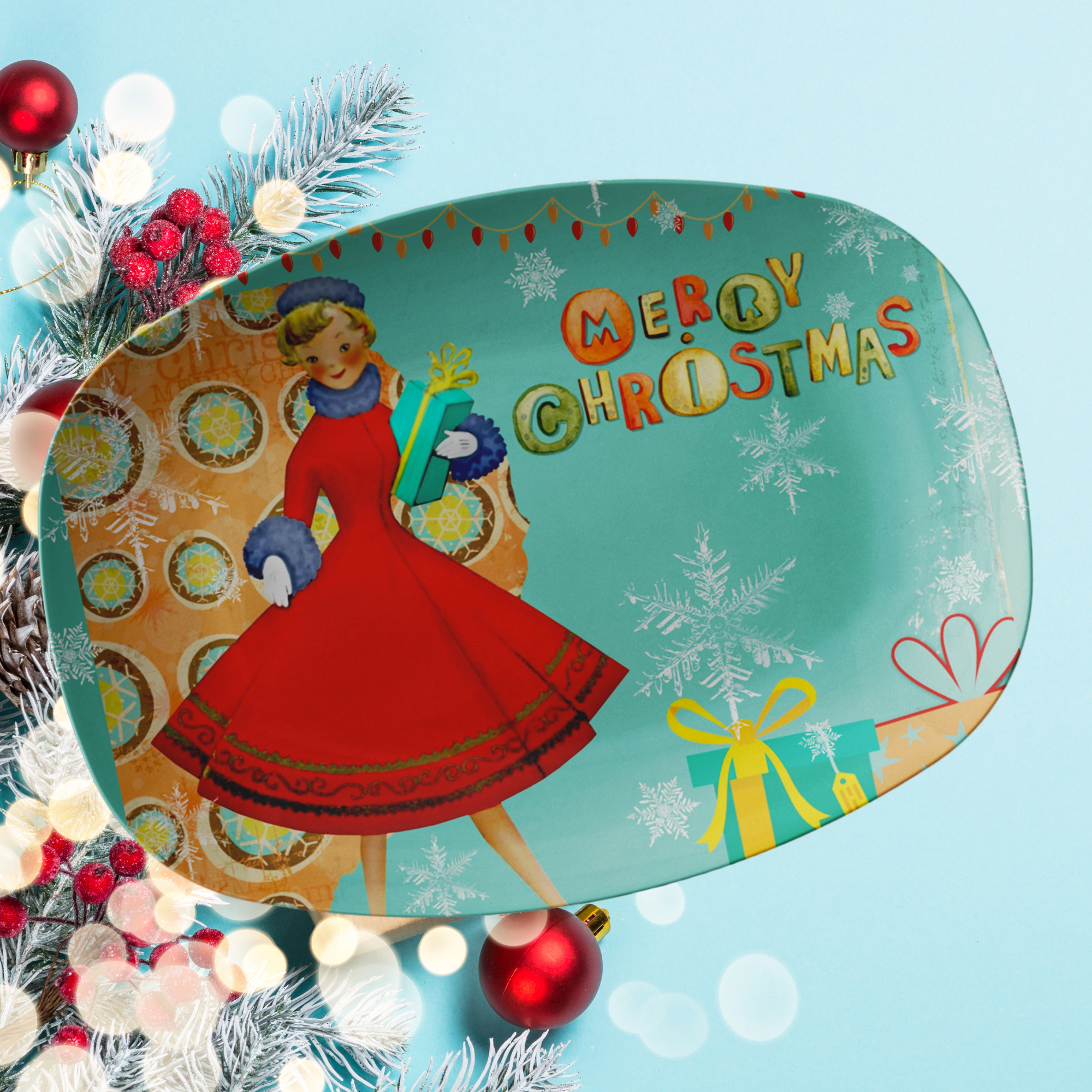 Mid Century Modern 50s Vintage Inspired Christmas Party Platter