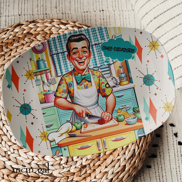 Dad's Grilling Platter, Father's Day Gift For Husband, Brother, Uncle, Outdoor Mid Century Modern Party Platter, Kitschy Funny Dad Gift