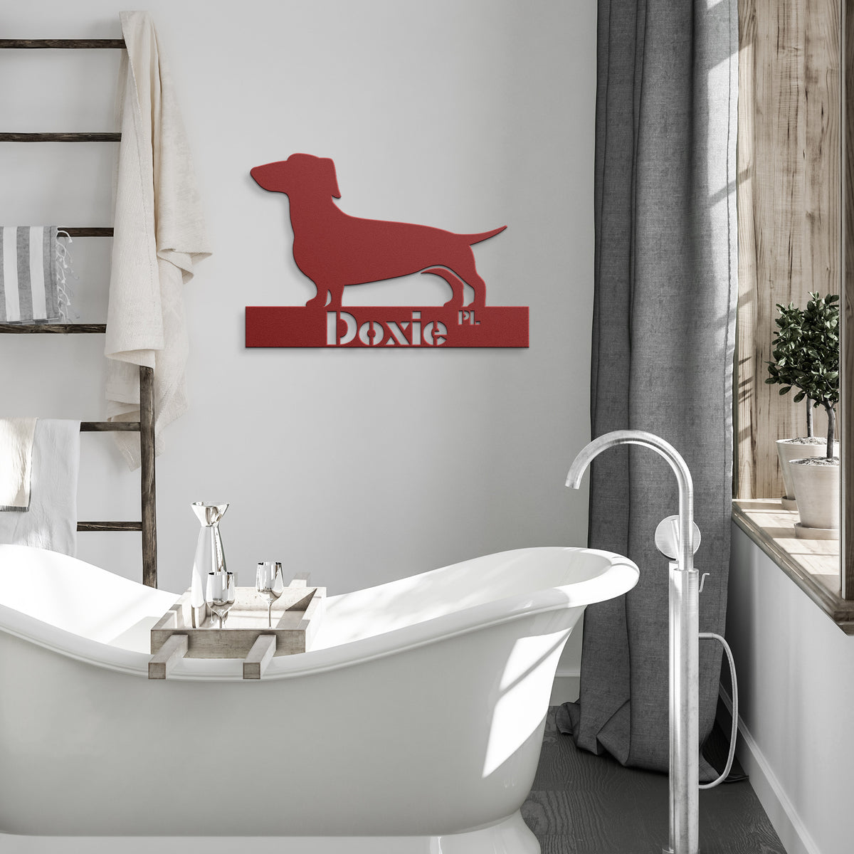 Doxie Dog Lover, Retro Metal Sign, Doxie Place - Mid Century Modern Gal