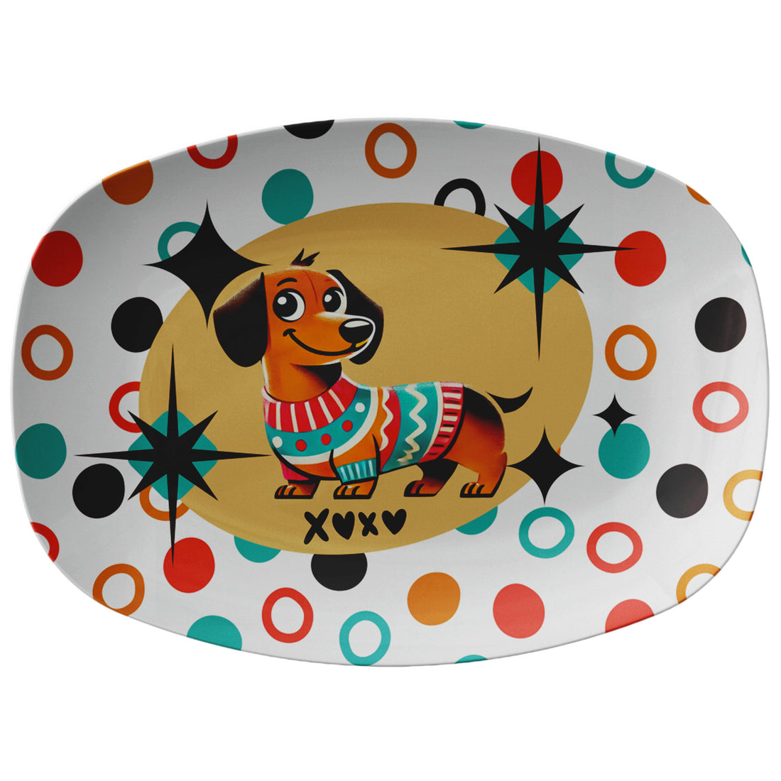 Doxie Dog Mid Century Modern Serving Platter With Love - Mid Century Modern Gal