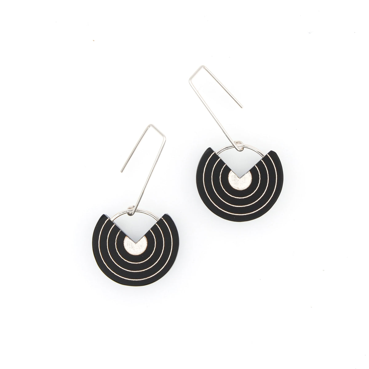 Erika Earrings · Geometric Concentric Circle · Minimalist · Mid Century Modern - Black - Mid Century Modern Gal