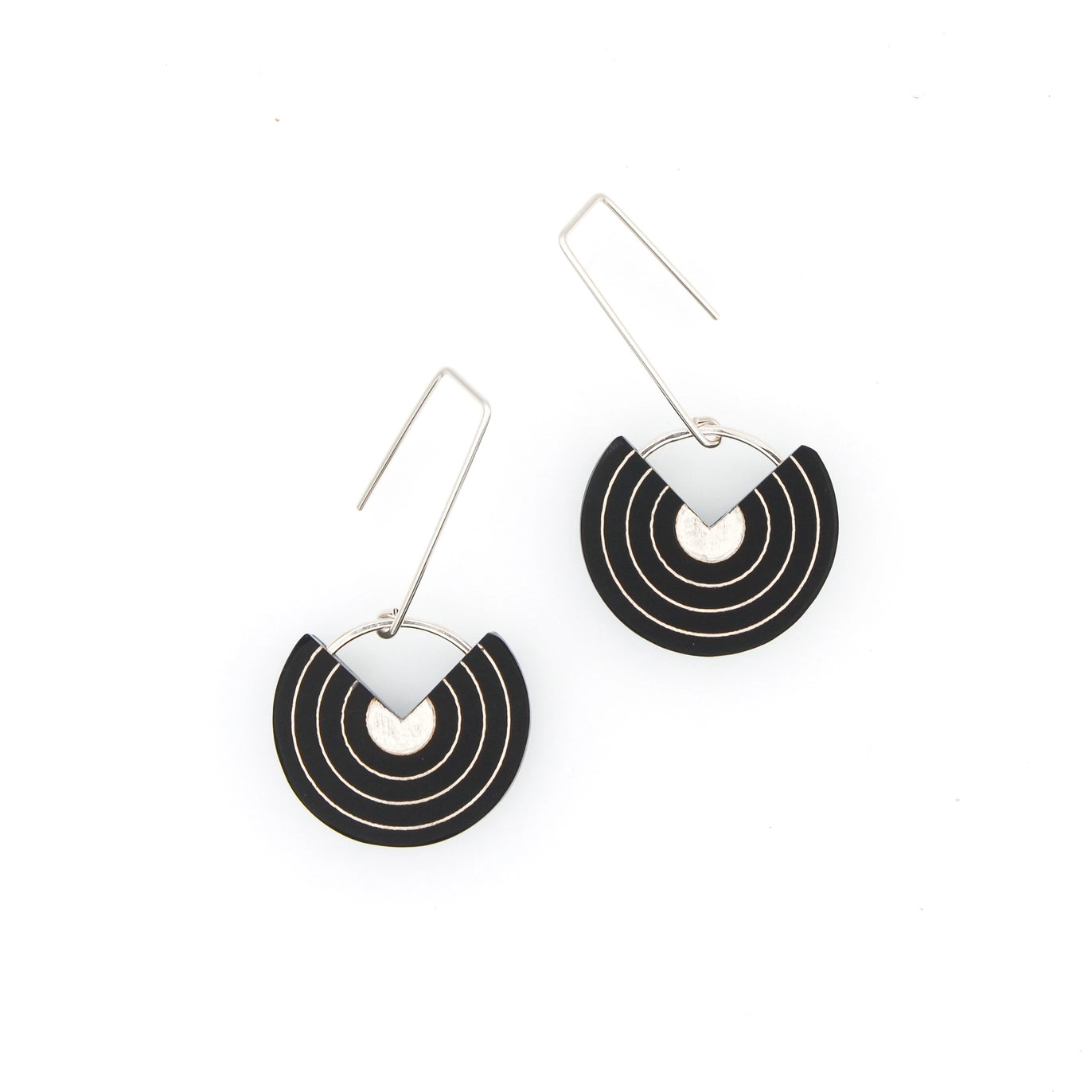 Erika Earrings · Geometric Concentric Circle · Minimalist · Mid Century Modern - Black - Mid Century Modern Gal