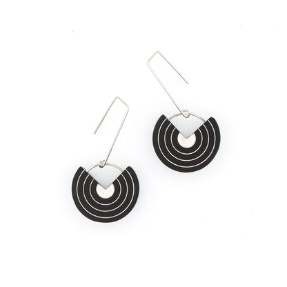 Erika Earrings · Geometric Concentric Circle · Minimalist · Mid Century Modern - Black - Mid Century Modern Gal