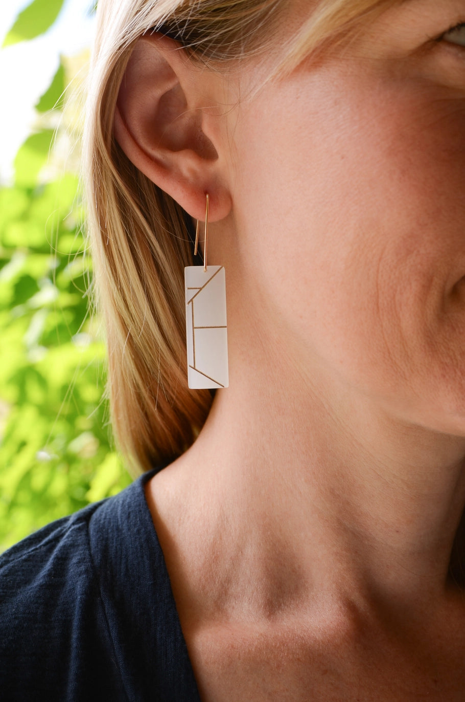Freja Geometric Rectangle Earrings · Midcentury Modern Style - Cobalt - Mid Century Modern Gal