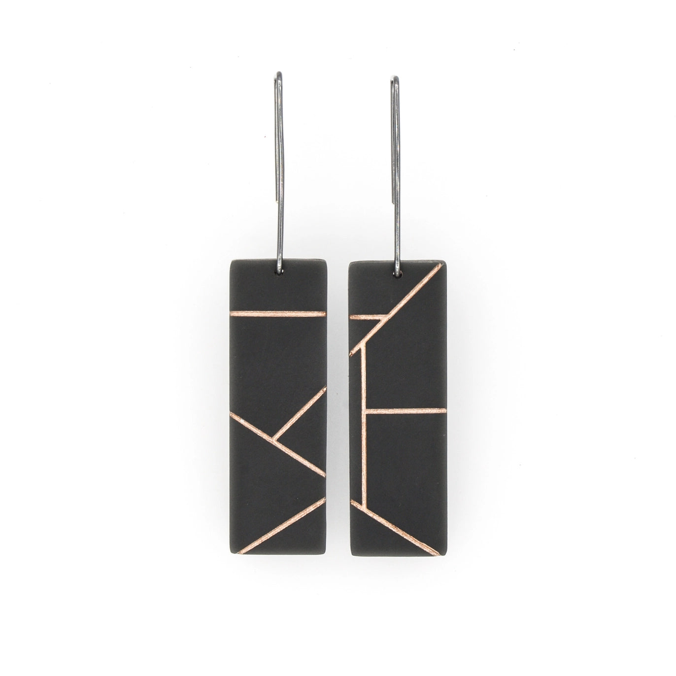 Freja Geometric Rectangle Earrings · Midcentury Modern Style - Dark Gray - Mid Century Modern Gal