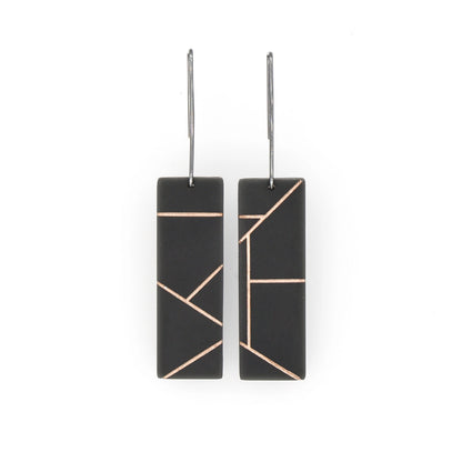 Freja Geometric Rectangle Earrings · Midcentury Modern Style - Dark Gray - Mid Century Modern Gal