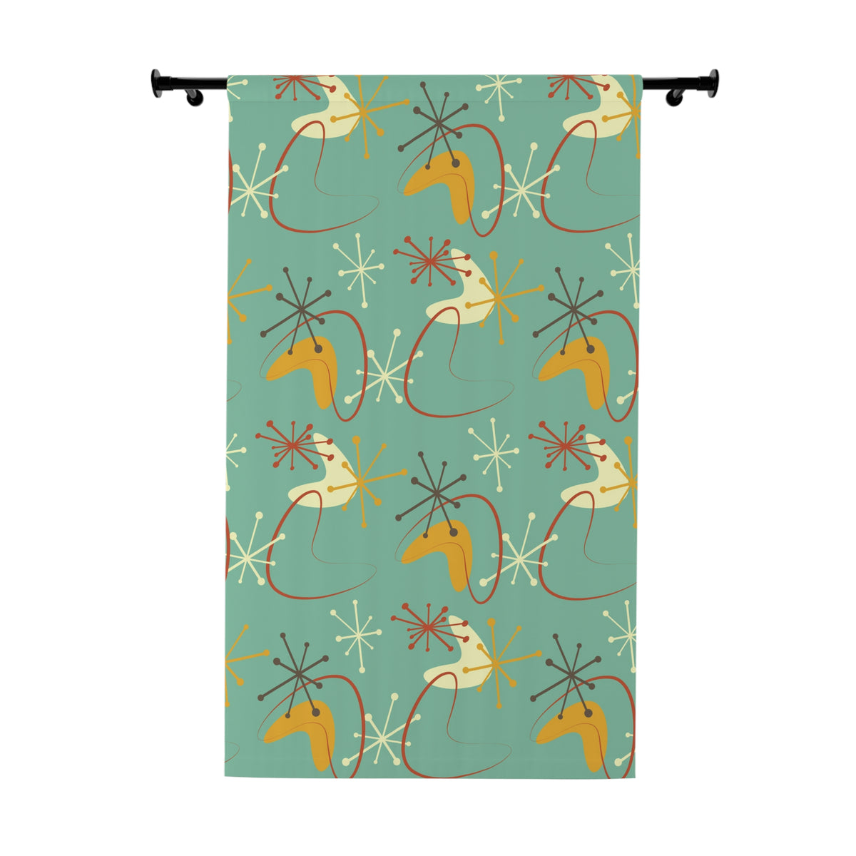 Mid Century Modern, Retro Atomic, Boomerang Green, Mid Mod Curtain Panels Sheer Or Blackout - Mid Century Modern Gal