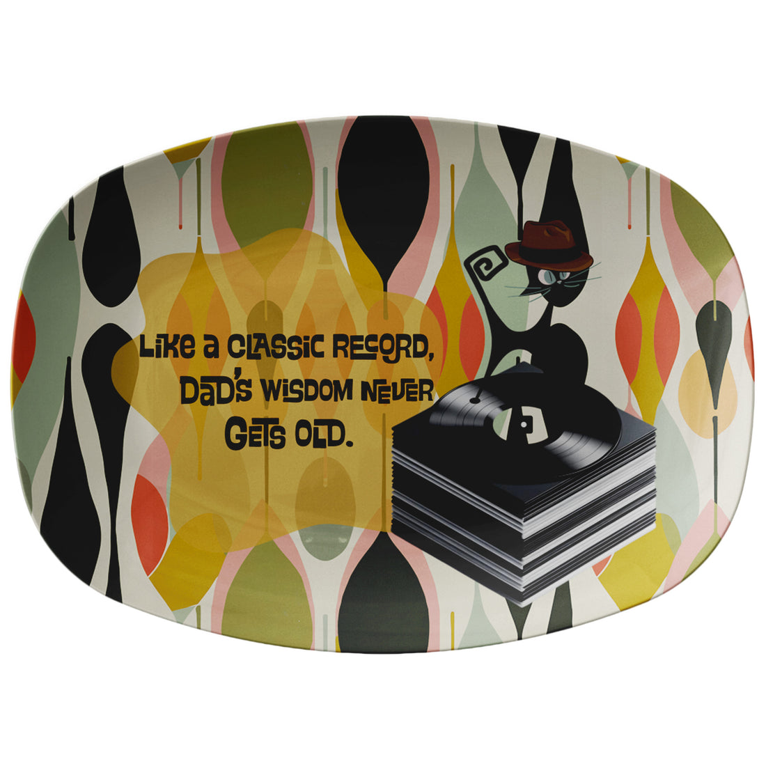 Gift For Dad, Cat Dad, Mid Century Modern Gift For Dad, Atomic Grill Platter, Outdoor Party Platter - Mid Century Modern Gal