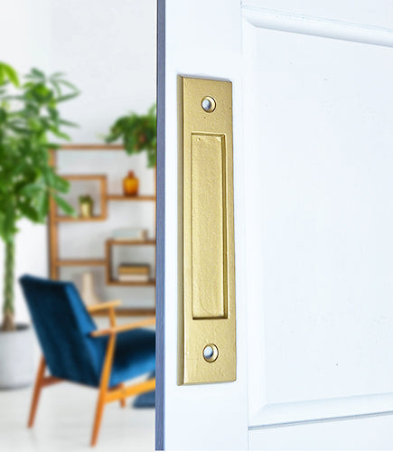 Modern Contemporary 3 Bar Door Pull handle with finger Pull Set - For Sliding Barn Door
