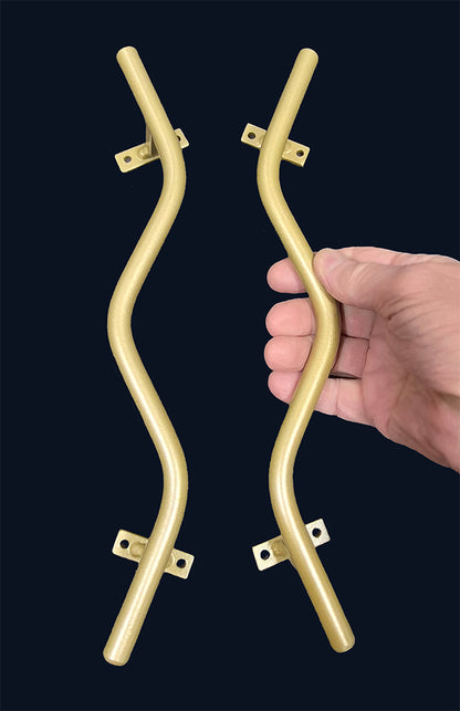 12" Contemporary Curved Door Pulls | Solid Steel | Pair - Mid Century Modern Gal