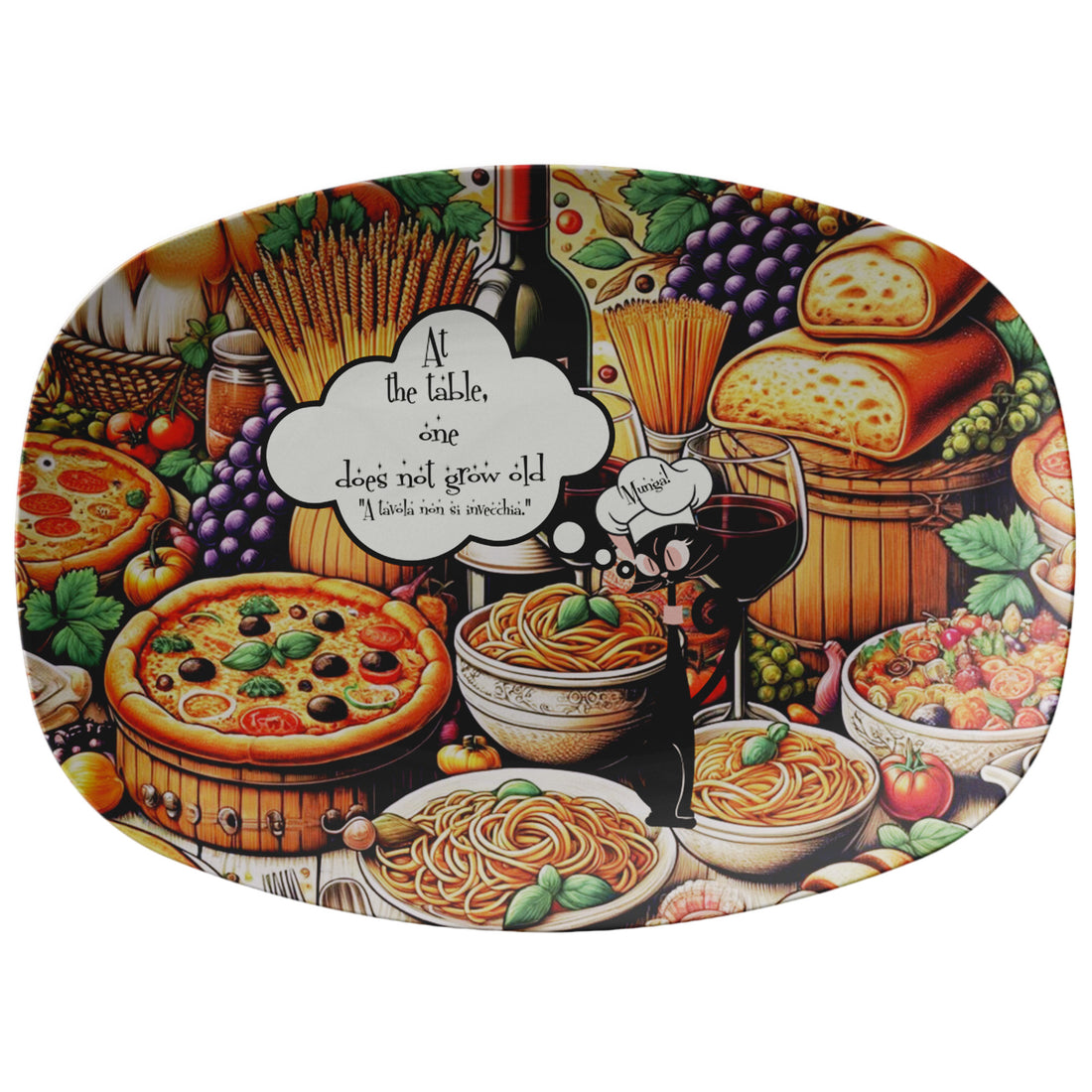 Italian Sunday Supper Modern Dinner Platter, For Italian Parents, Grandparents, Aunt, Uncle Gifts - Mid Century Modern Gal