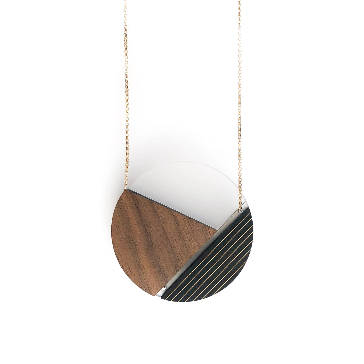 Margritte Necklace | Reversible Circle Triangle Mid Mod - Blush Poppy - Mid Century Modern Gal