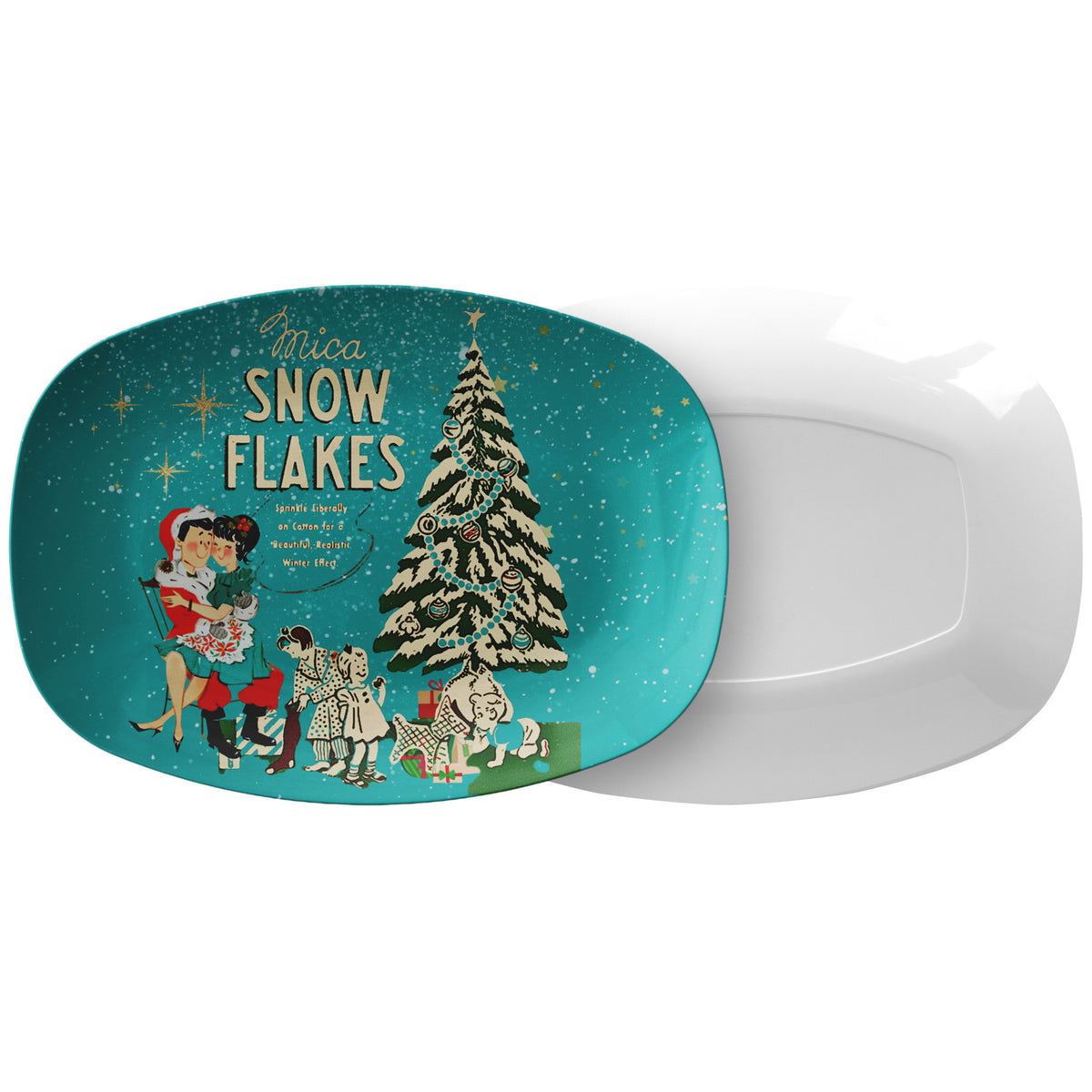 Mica Snow Mid Century Modern Kitschy Mod 50s Christmas Inspired Party Gift Platter - Mid Century Modern Gal