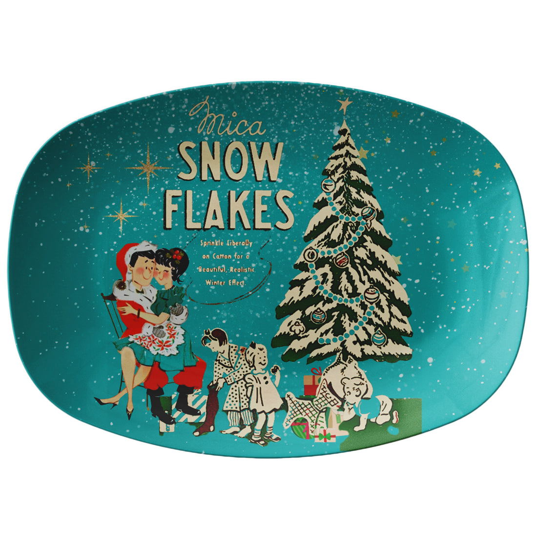Mica Snow Mid Century Modern Kitschy Mod 50s Christmas Inspired Party Gift Platter - Mid Century Modern Gal