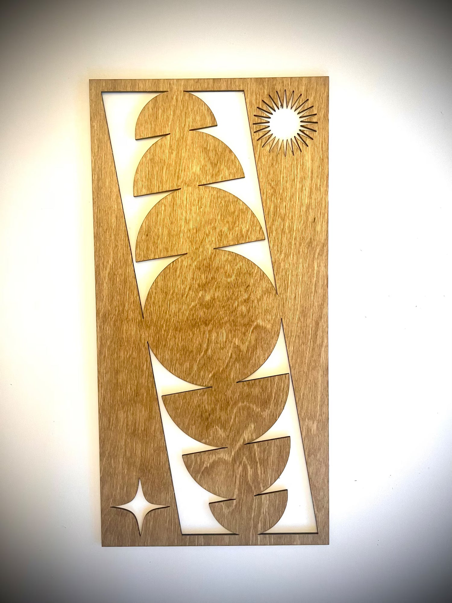 Mid Century Modern Boho 4-Panel Wood Wall Art, Set A