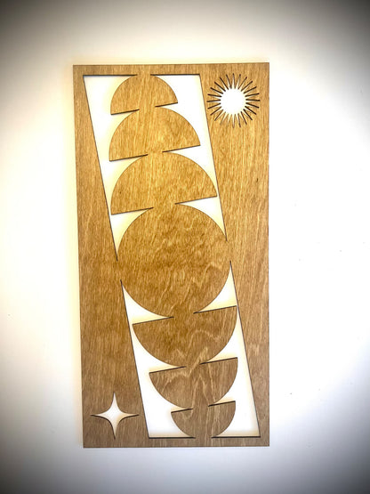 Mid Century Modern Boho 4-Panel Wood Wall Art, Set A