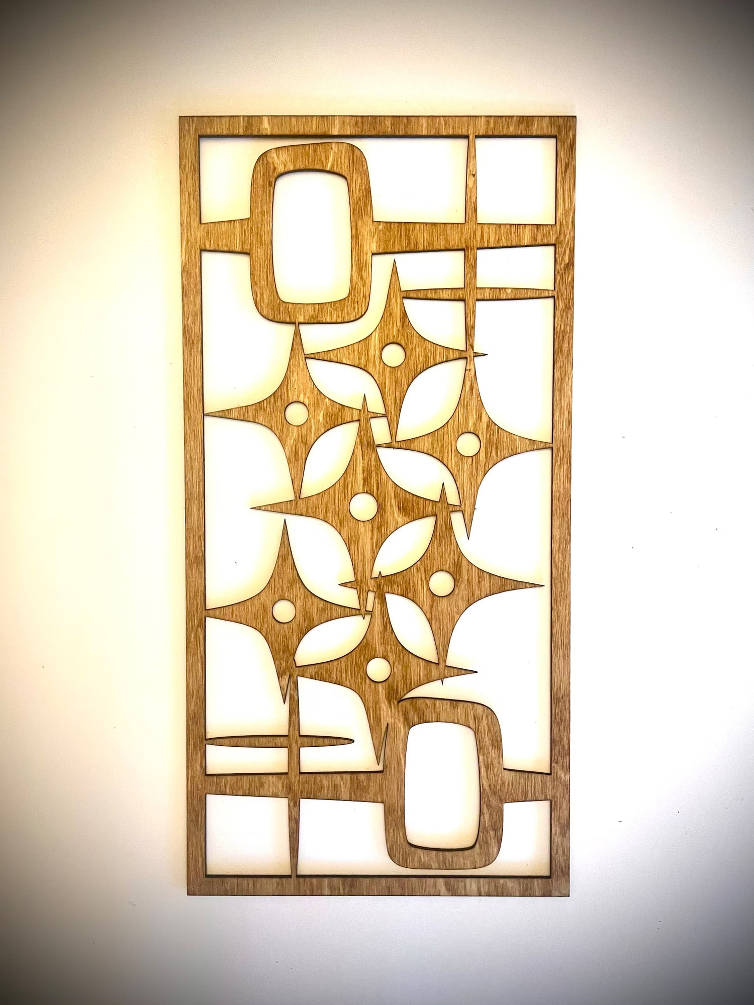 Mid Century Modern Boho 4-Panel Wood Wall Art, Set A