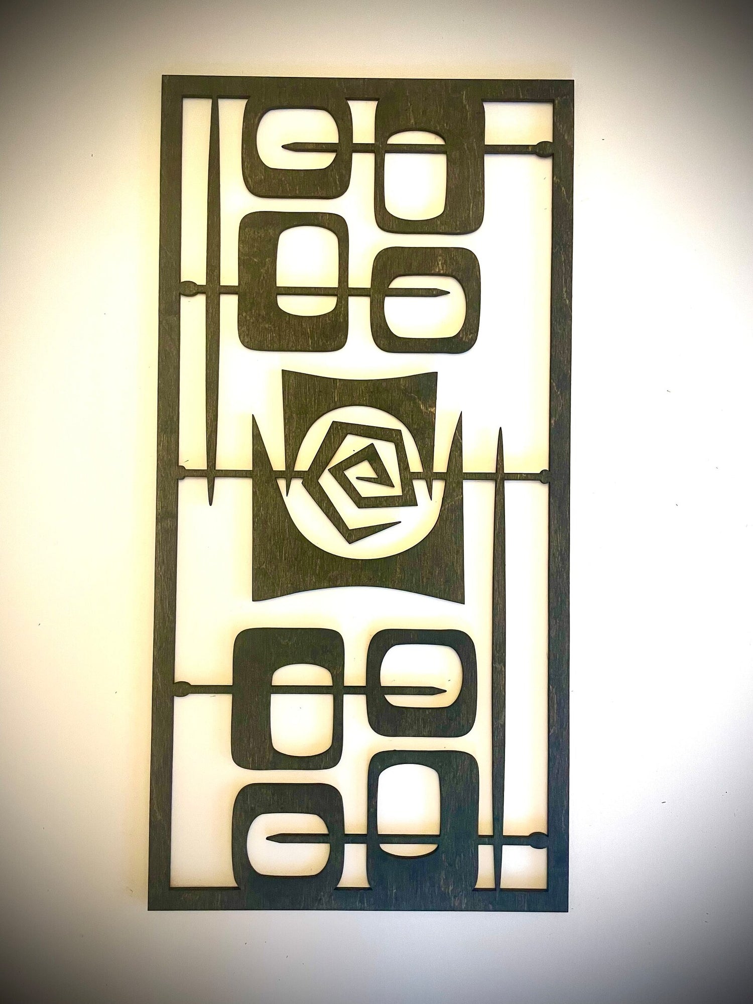 Mid Century Modern Boho 4-Panel Wood Wall Art, Set B