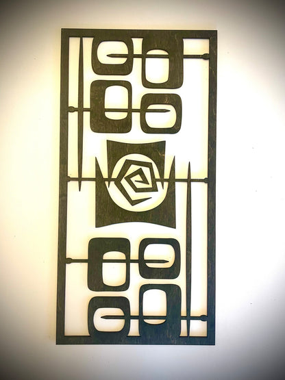Mid Century Modern Boho 4-Panel Wood Wall Art, Set B