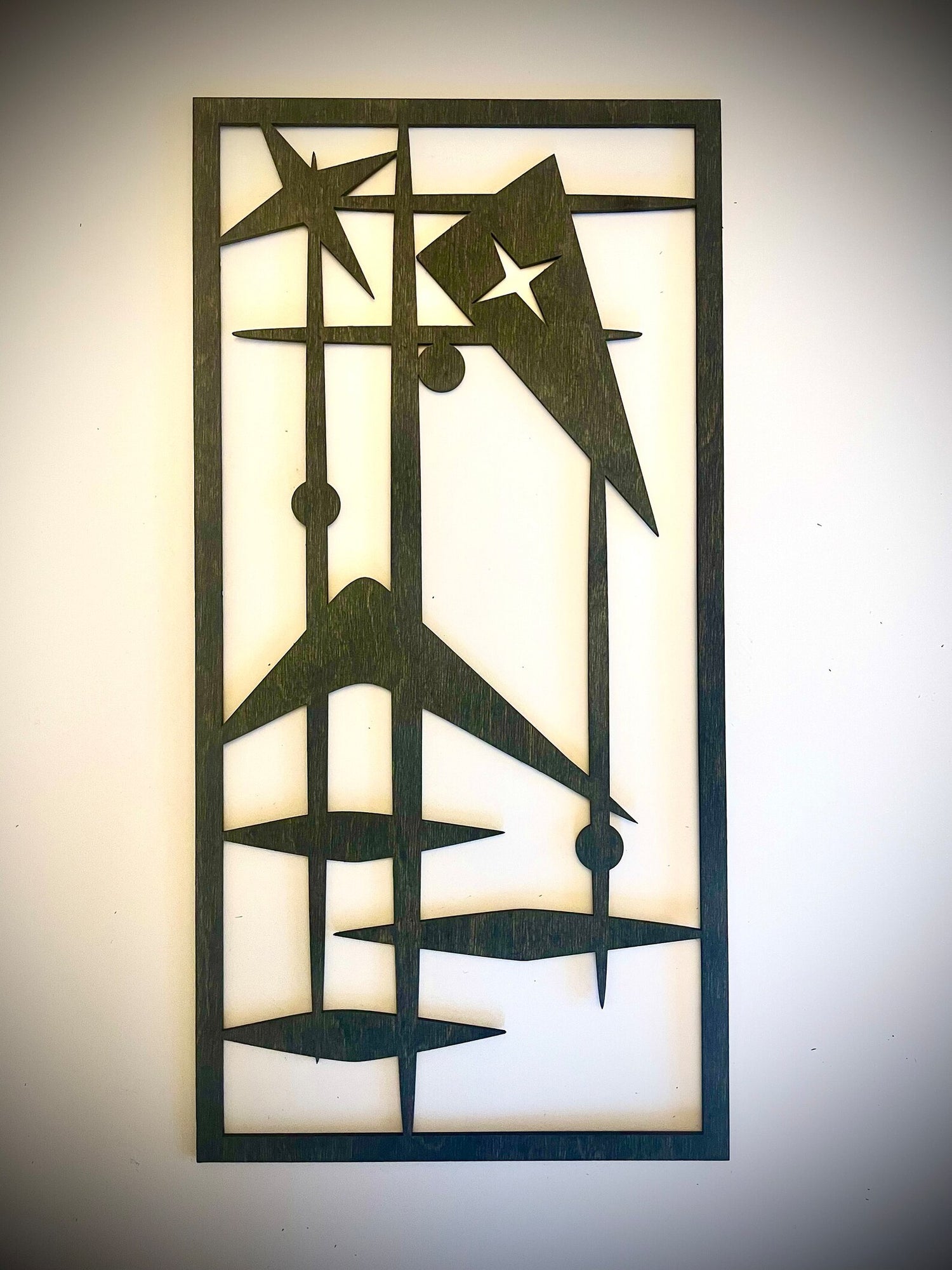 Mid Century Modern Boho 4-Panel Wood Wall Art, Set B