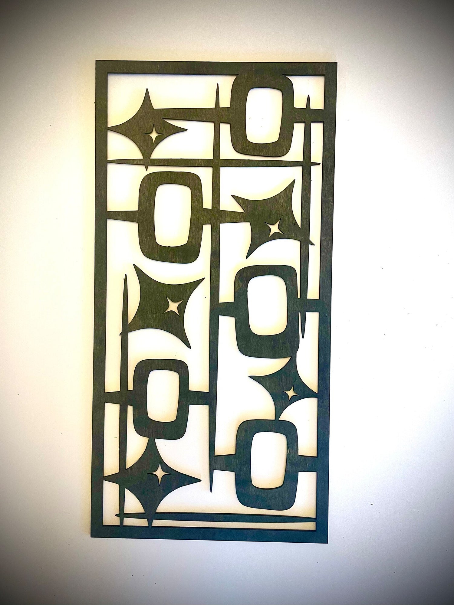 Mid Century Modern Boho 4-Panel Wood Wall Art, Set B