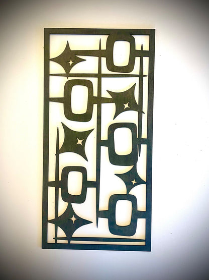Mid Century Modern Boho 4-Panel Wood Wall Art, Set B