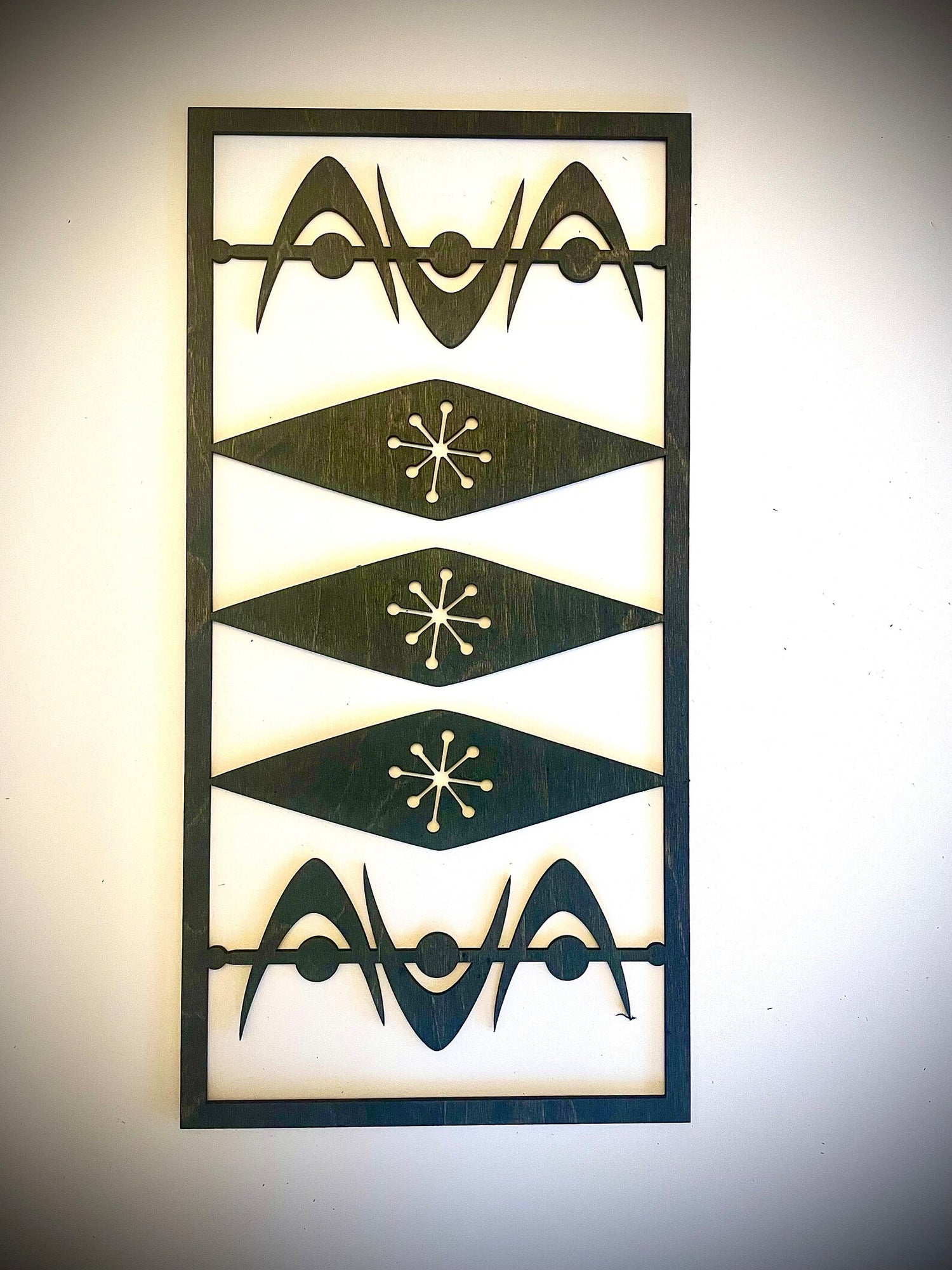 Mid Century Modern Boho 4-Panel Wood Wall Art, Set B